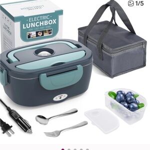 Electric Lunchbox with Gray and Blue Design
